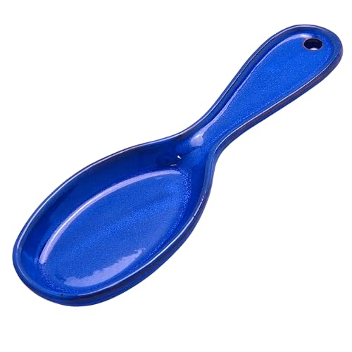 Cleminson Spanish Ceramic Kitchen Spoon Rest – Hand-Dipped and Pastel Style Utensil Holder | 27 cm, Dishwasher Safe, for Tongs, Wooden Spoons, Spatulas | Tea Bag Holder (Blue Pastel)