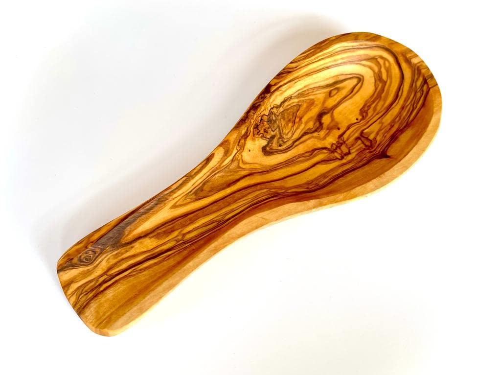Cleminson Olive Wood Kitchen Spoon Rest, Hand-Carved, 23 x 9 cm, Made in Tunisia