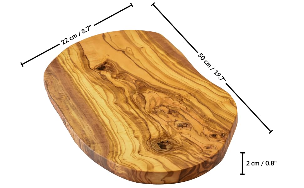 Cleminson 50 x 22 cm Large Olive Wood Chopping, Serving and Antipasti Board