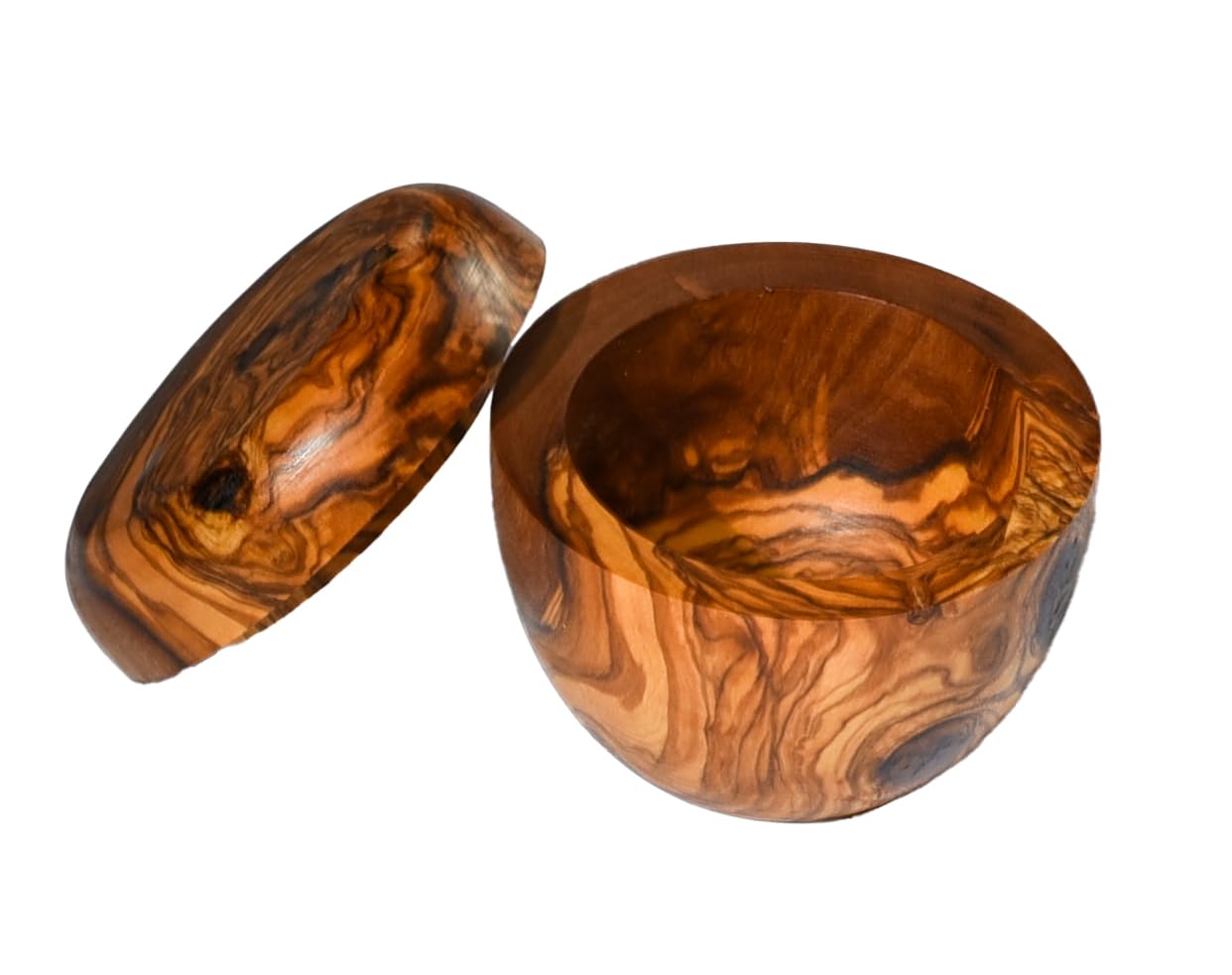 Cleminson Olive Wood Pot for Salt, Sugar, Spices and Herbs with Lid