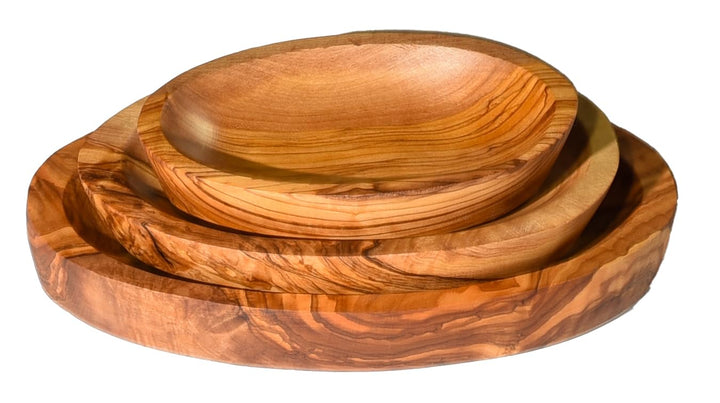 Cleminson 3 Piece Olive Wood Serving Dishes – Stackable Trio for Tapas & Dips | Rustic Wooden Nesting Bowls
