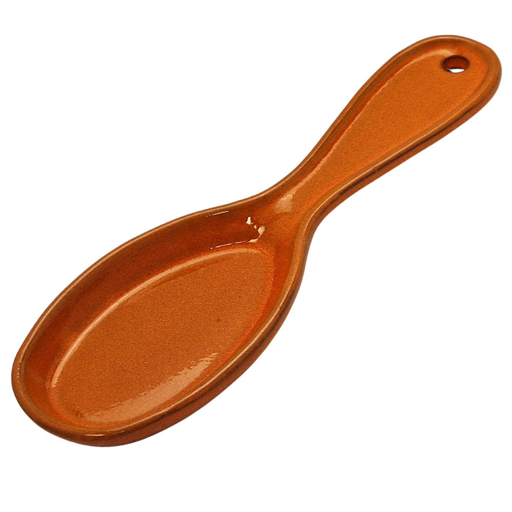Cleminson Spanish Ceramic Kitchen Spoon Rest – Hand-Dipped and Pastel Style Utensil Holder | 27 cm, Dishwasher Safe, for Tongs, Wooden Spoons, Spatulas | Tea Bag Holder (Orange Pastel)