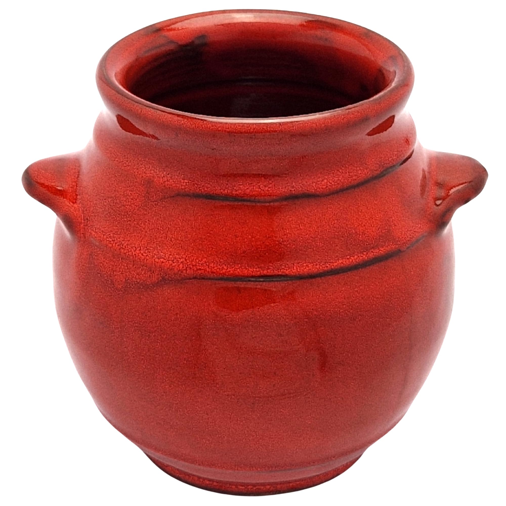 Cleminson Hand-Dipped Ceramic Utensil Jar | Artisan Kitchen Utensil Holder | Made in Spain | Stylish Cutlery Pot Organiser | Rustic Farmhouse Crock for Spoons, Spatulas, Whisks (Red Pastel)