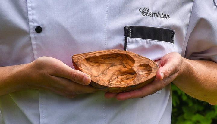 Cleminson Elegant Hand-Carved Olive Wood Mini Serving Dish | Perfect for Tapas & Olives
