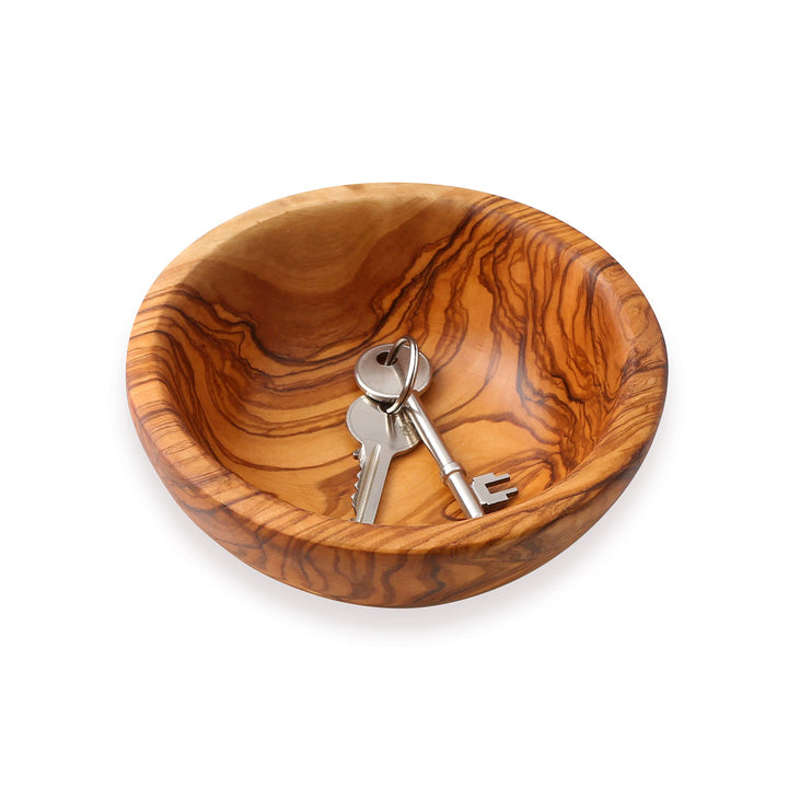Cleminson Olive Wood 14 cm Hand-Carved Bowl for Snacks, Nibbles, Dips, Keys, Potpourri & More
