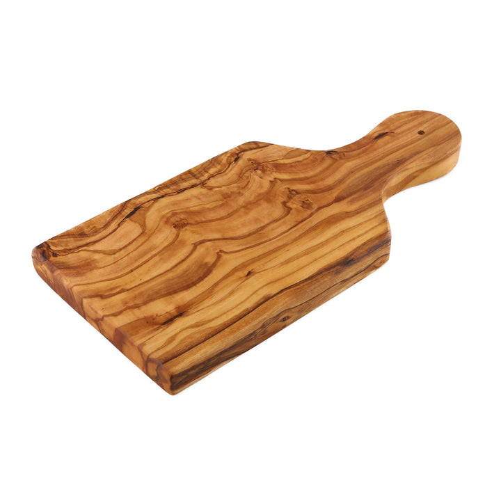 Cleminson 22 x 10 cm Olive Wood Small Board for Cocktail Bar Herbs Garlic Fruit Chopping & Serving Including Handle