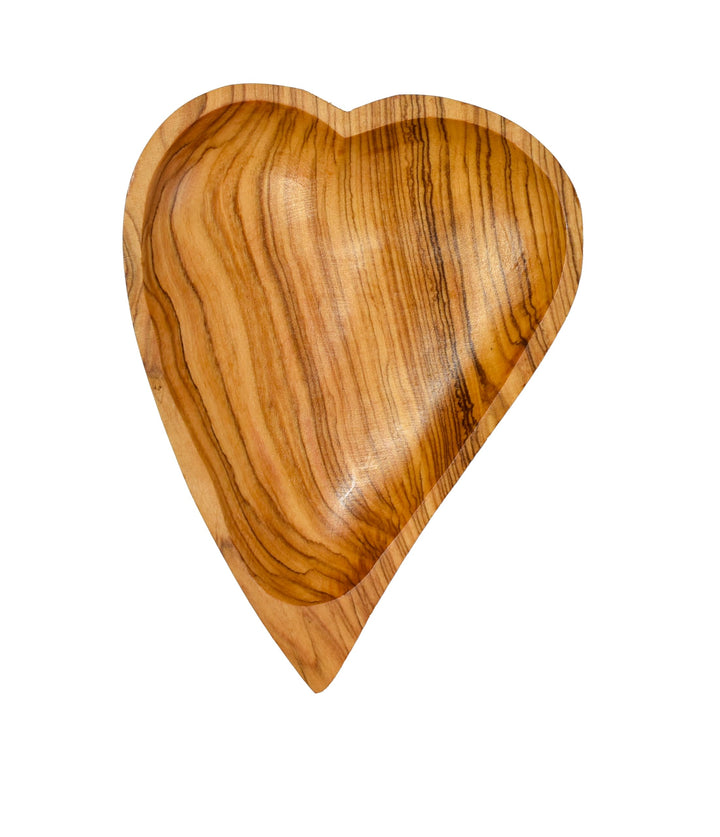 Cleminson Olive Wood Heart-Shaped Dish | 17 x 13 x 2.7 cm | for Snacks, Nuts, Olives, Tapas