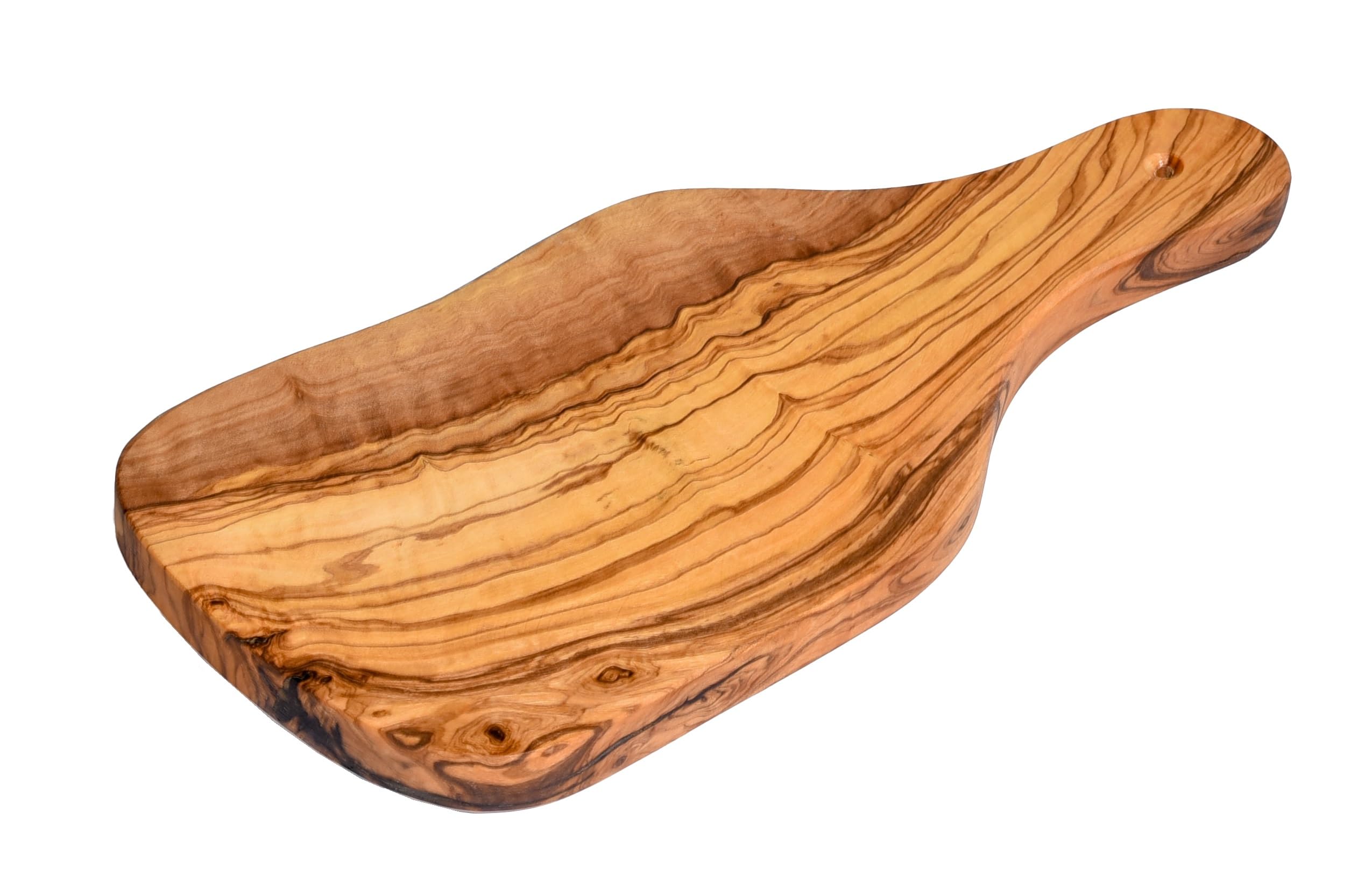 Cleminson Olive Wood Chopping, Serving and Charcuterie Board Including Carved Handle (33 x 17 cm)