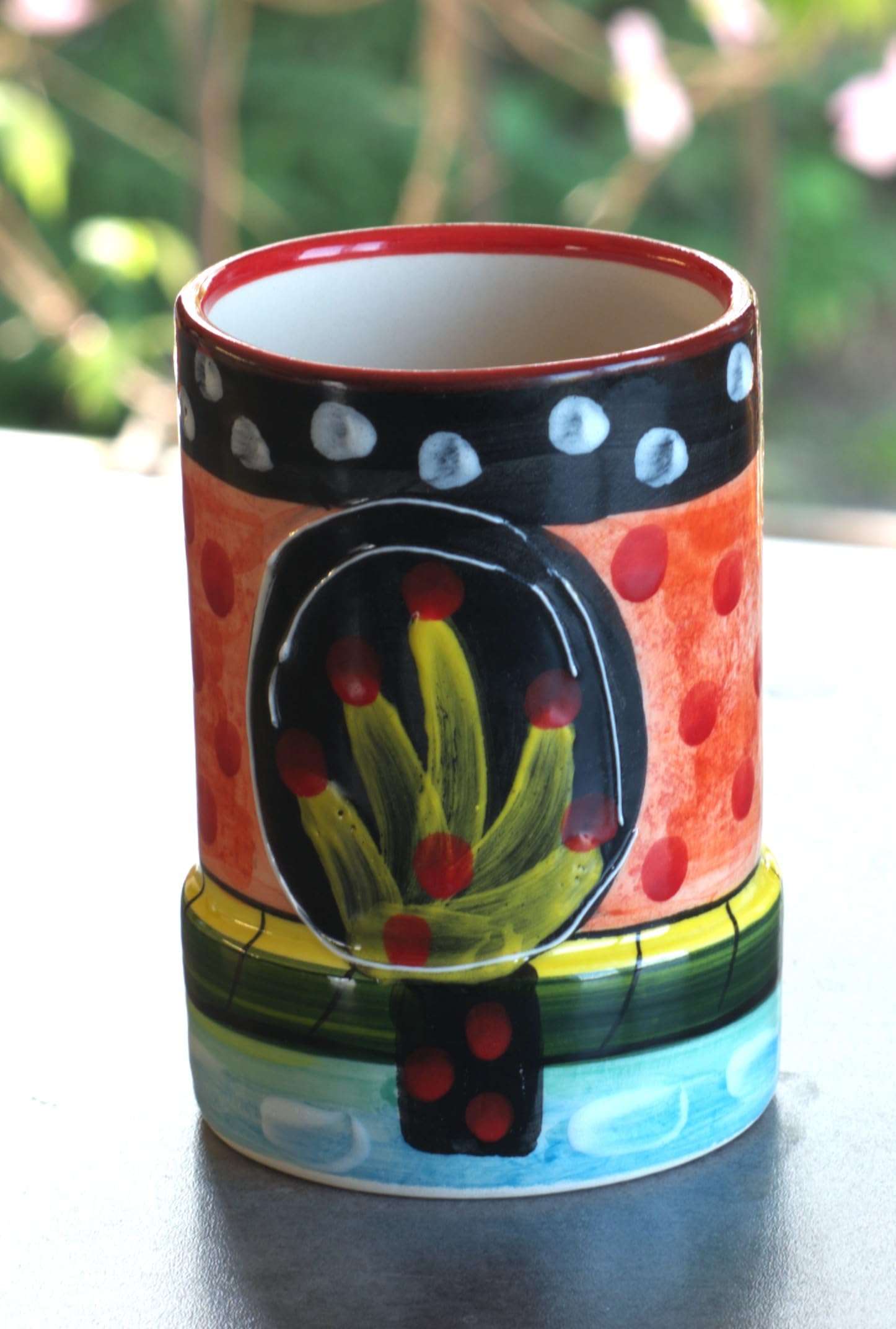 Cleminson Hand-Painted Ceramic Utensil Pot | Tuscany or Picasso Theme | Made in Spain | Utensil Holder, Kitchen Decor Storage Organiser Jar for Spoons, Cutlery, Brushes (Picasso Style House)