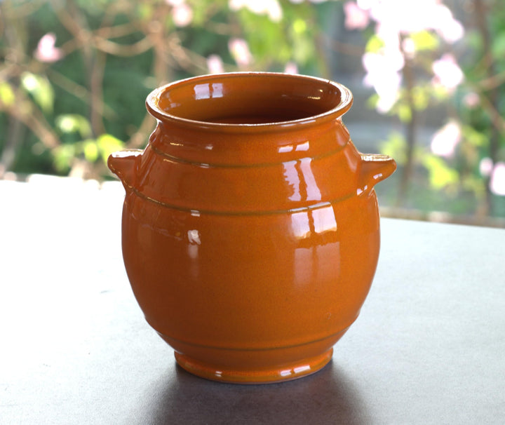 Cleminson Hand-Dipped Ceramic Utensil Jar | Artisan Kitchen Utensil Holder | Made in Spain | Stylish Cutlery Pot Organiser | Rustic Farmhouse Crock for Spoons, Spatulas, Whisks (Orange Pastel)