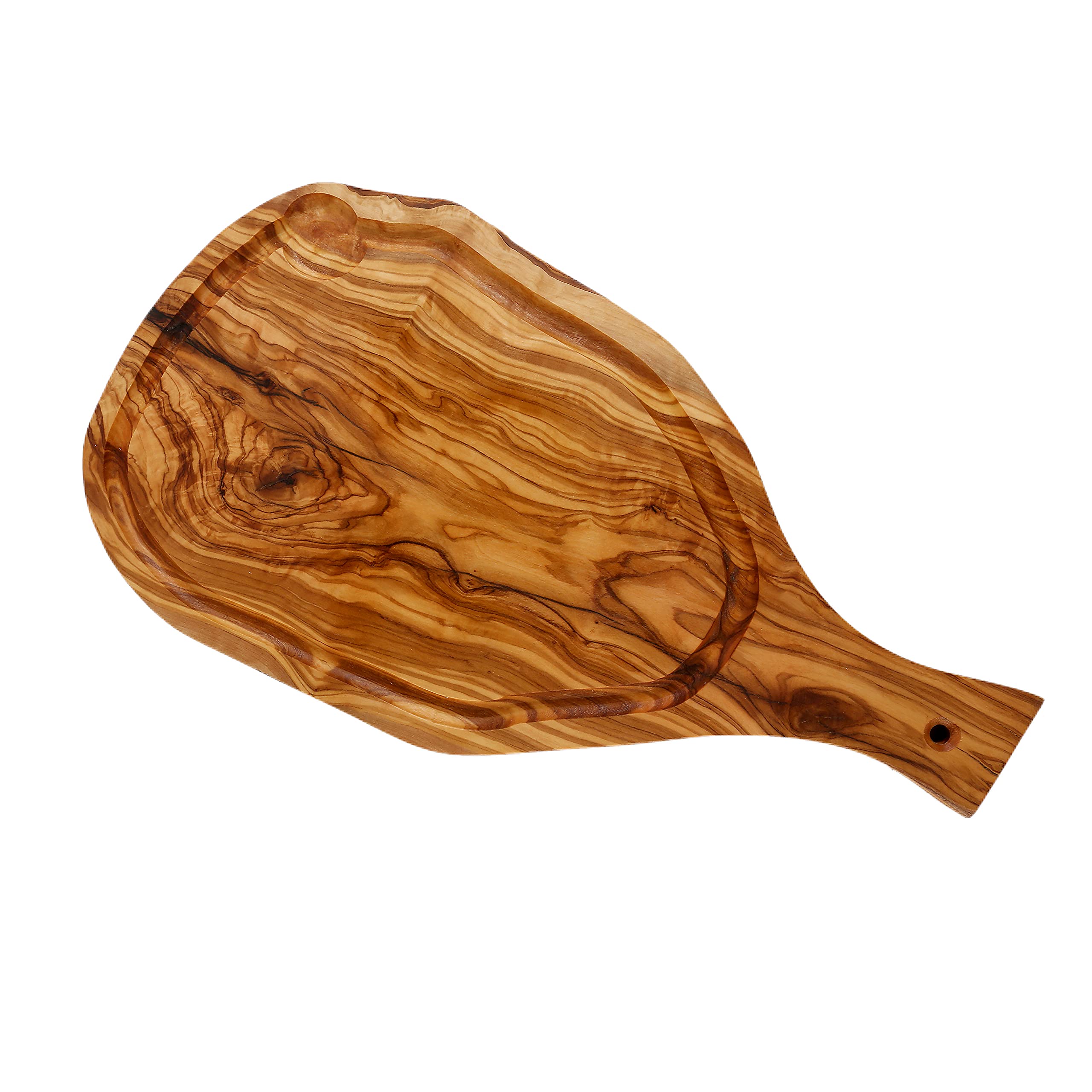 Cleminson 40 x 20 cm Olive Wood Chopping, Serving and Antipasti Board with Handle and Groove