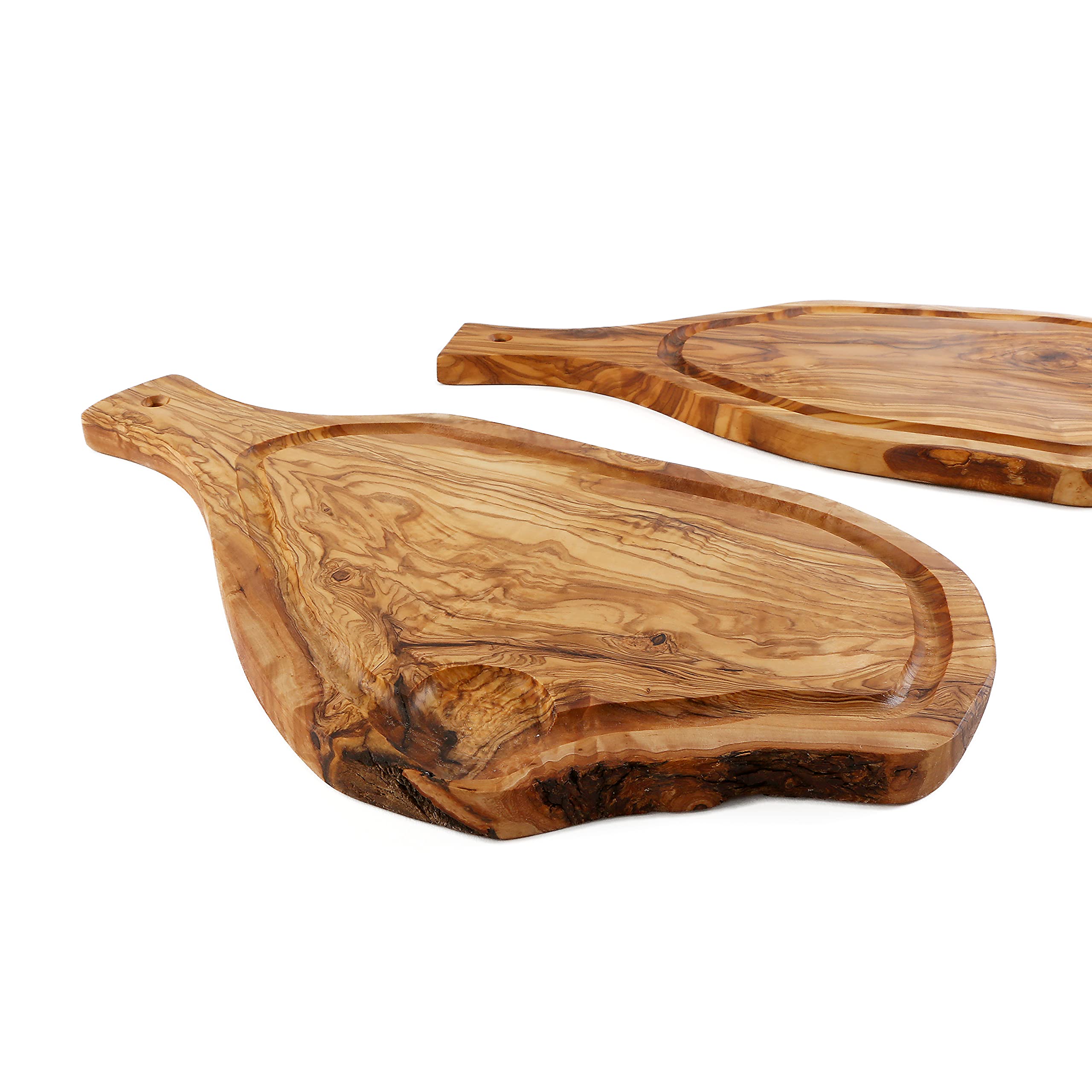 Cleminson 40 x 20 cm Olive Wood Chopping, Serving and Antipasti Board with Handle and Groove